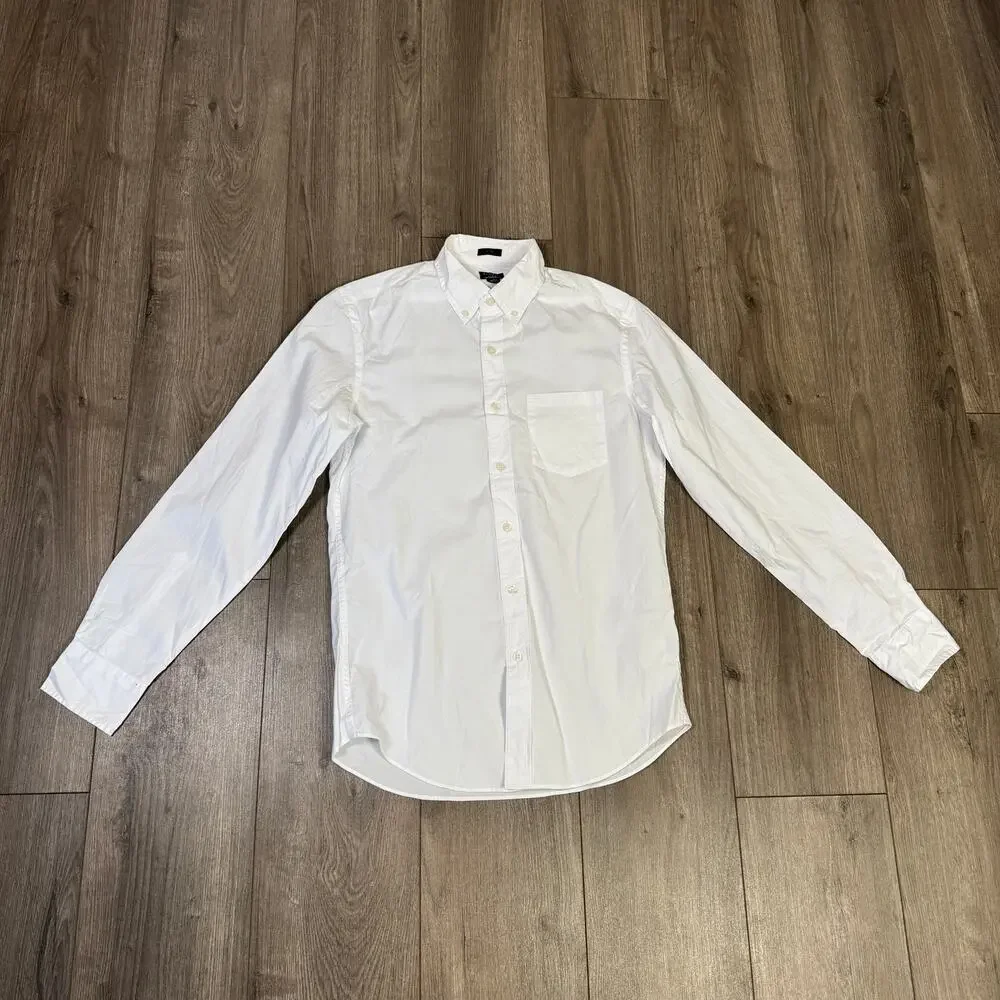 J.Crew Slim Flex Casual Shirt Mens S White Button Up Long Sleeve Stretch Cotton